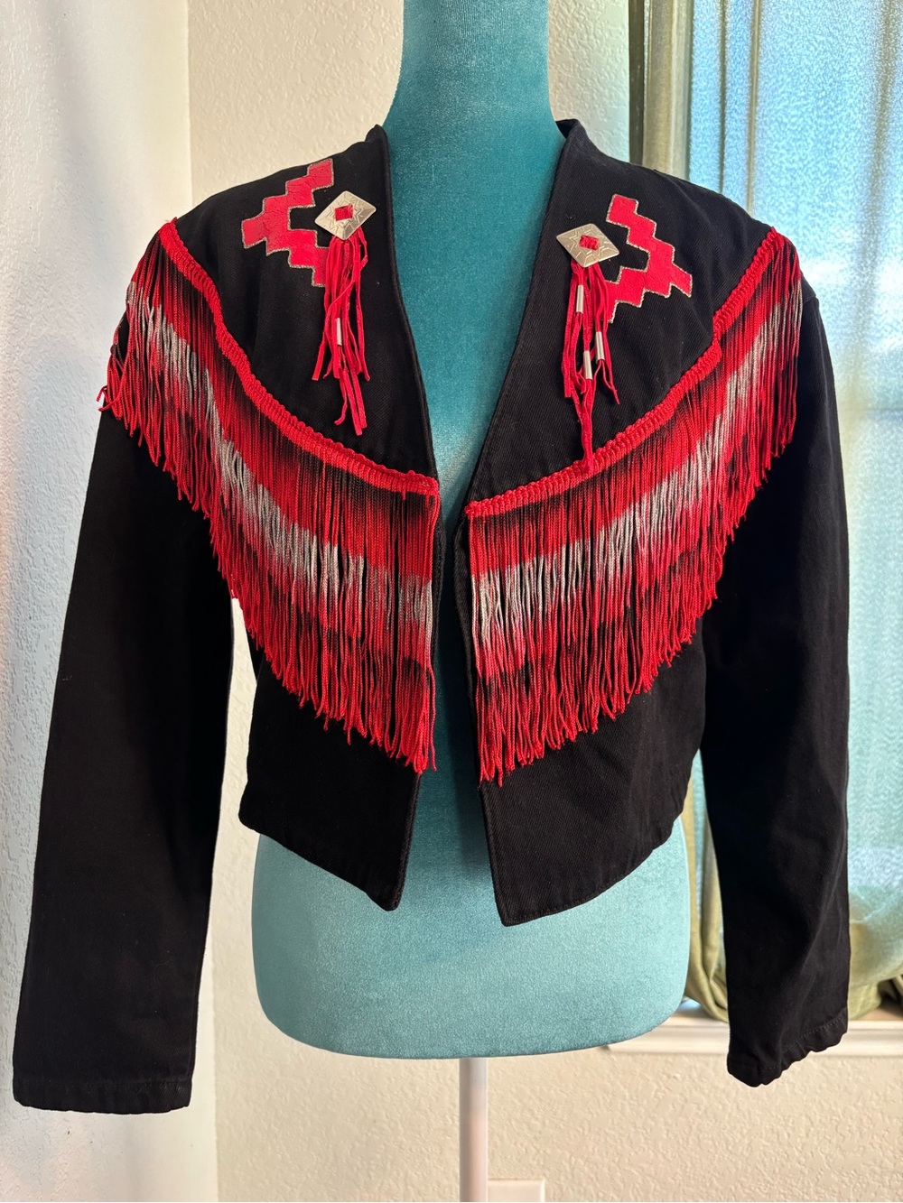 Vintage Wanted by Beads Cropped Western Fringe Jacket - Small